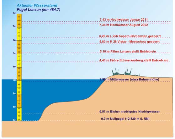 Grafik aktueller Pegel Elbe