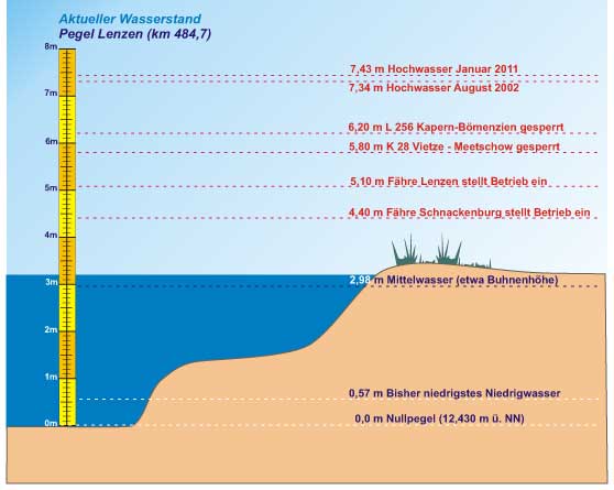 Grafik aktueller Pegel Elbe